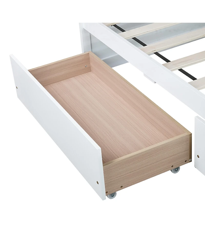 Sailvan Bed with 2 Drawers, Solid Rubber Wood