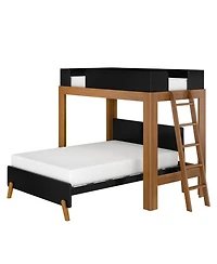 Max & Lily Mid-Century Modern -Shaped Bunk Bed, Solid Wood