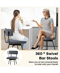 Gymax Bar Stools Set of 2 Modern Upholstered 360degree(s)Swivel Chairs 25'' Counter Height Barstools