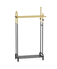Slickblue Double Hanging Clothes Rack with Dual Rods, Heavy Duty Garment Storage Stand