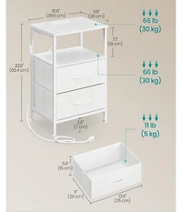 Slickblue Modern Smart Bedside Table with Led Lights and Charging Ports
