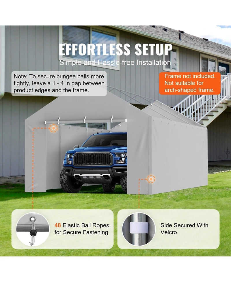 Gouun Carport Replacement Canopy Side Wall 12x20 ft, Heavy-Duty Waterproof Uv-Protected Garage Tent Tarp