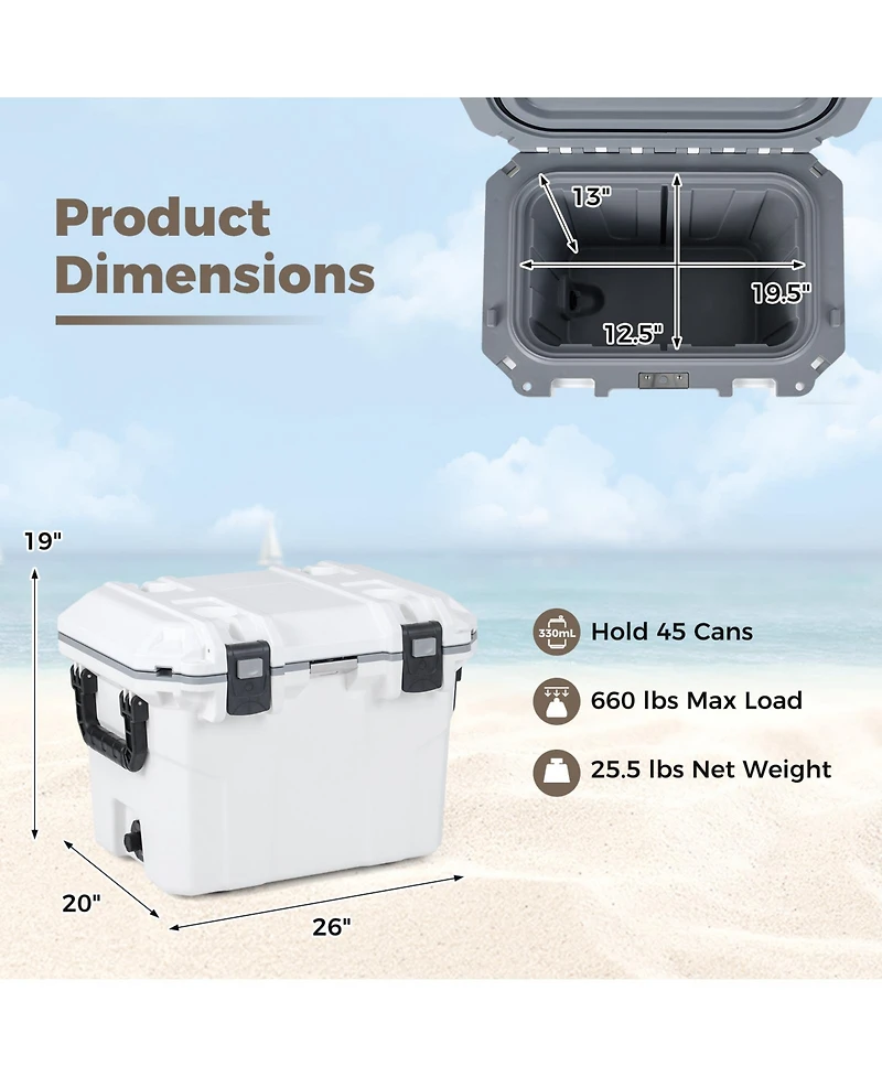 Gouun 53-Quart Ultra-Light Injection Molded Hard Ice Chest, Heavy-Duty Portable Cooler for Camping