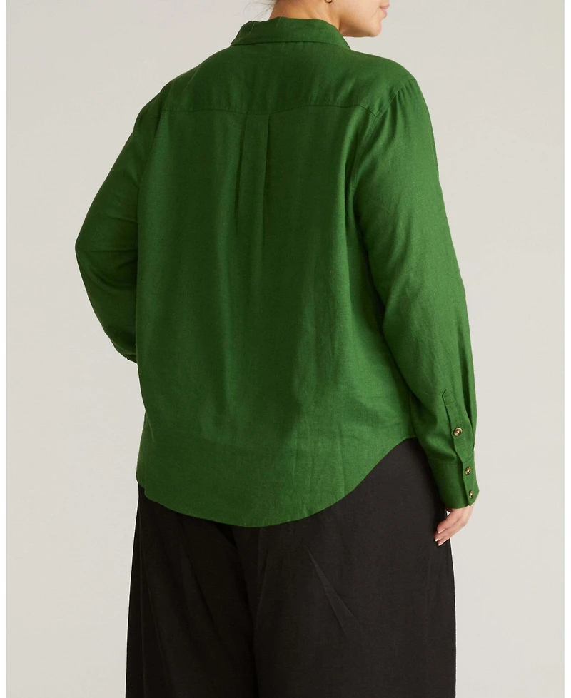 Universal Standard Plus Elbe Popover Stretch Linen Shirt