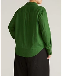 Universal Standard Plus Elbe Popover Stretch Linen Shirt