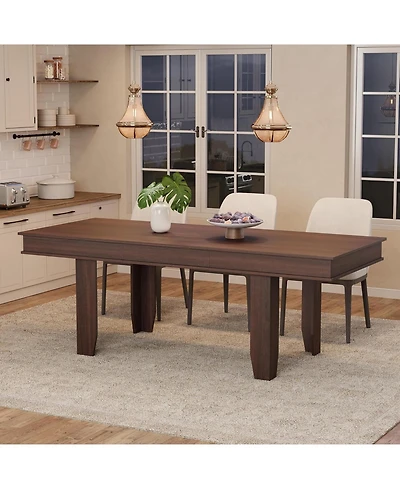 gaomon 63 in-86.6 in Extendable Dining Room Table for 6-10, Farmhouse Kitchen Tables w/Wooden Sturdy Frame