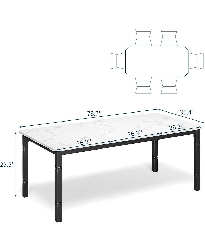 gaomon 79" Large Industrial Dining Table for 6-8 People Rectangular Wood Kitchen Table with Heavy Duty Metal Legs,Writing Desk, Chamfer Design.