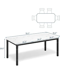 gaomon 79" Large Industrial Dining Table for 6-8 People Rectangular Wood Kitchen Table with Heavy Duty Metal Legs,Writing Desk, Chamfer Design.