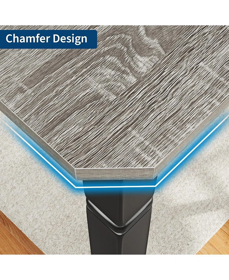 gaomon Industrial Dining Table with Chamfer Corner Kitchen Table with Heavy Duty Metal Legs for Dining Room, Kitchen, Living Room