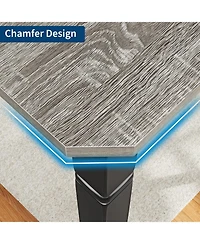 gaomon Industrial Dining Table with Chamfer Corner Kitchen Table with Heavy Duty Metal Legs for Dining Room, Kitchen, Living Room