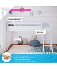 Max & Lily Twin Loft Bed, Solid Wood Beds with Ladder for Kids, Pecan