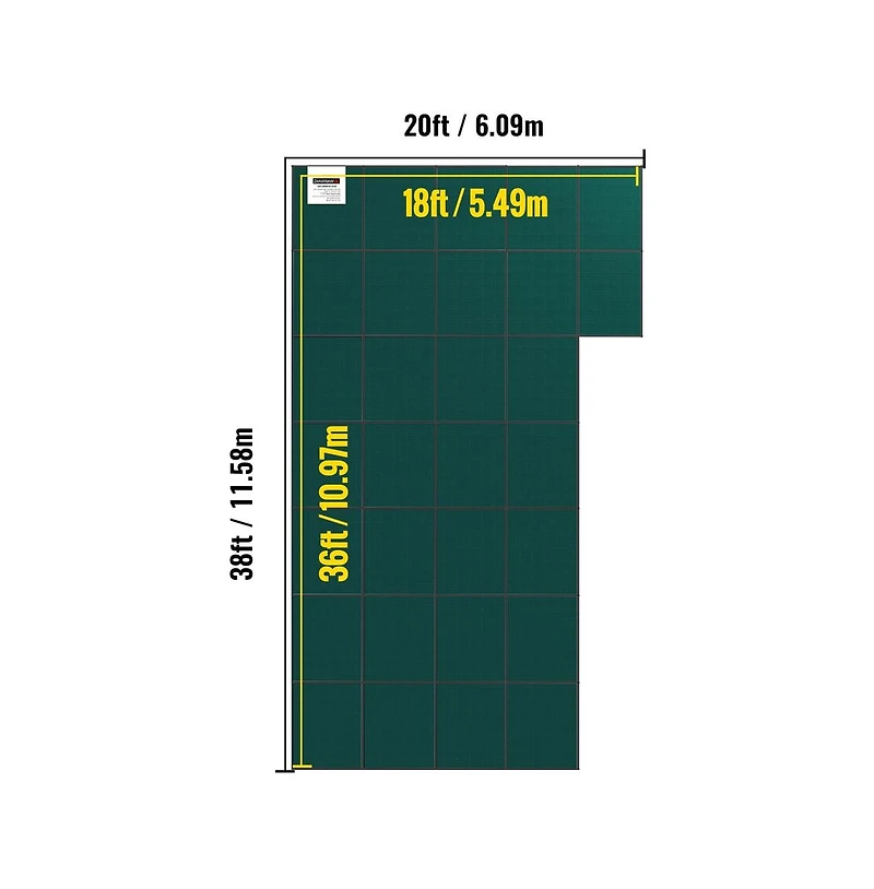 Sugift Inground Pool Safety Cover 20x38 ft Rectangular Winter Mesh Cover