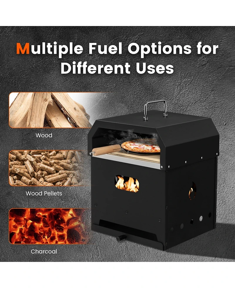 Sugift 4-in-1 Outdoor Portable Pizza Oven with 12 Inch Pizza Stone