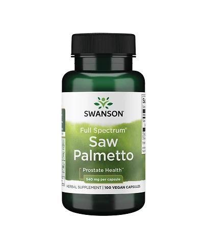Swanson Saw Palmetto, Male Prostate Health, Hair and Urinary Health Support, Herbal Supplement, 540 Miligram, 100 Capsules