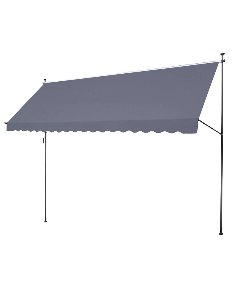 Gouun 178 x 47 in Retractable Patio Awning with Manual Crank Handle, Adjustable Height 86 to 122 in
