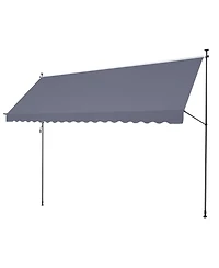 Gouun 178 x 47 in Retractable Patio Awning with Manual Crank Handle, Adjustable Height 86 to 122 in
