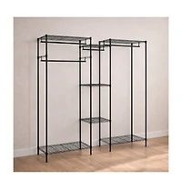 Gouun Convertible L-Shape and Horizontal Clothes Organizer with 7 Shelves and 4 Hanging Rods