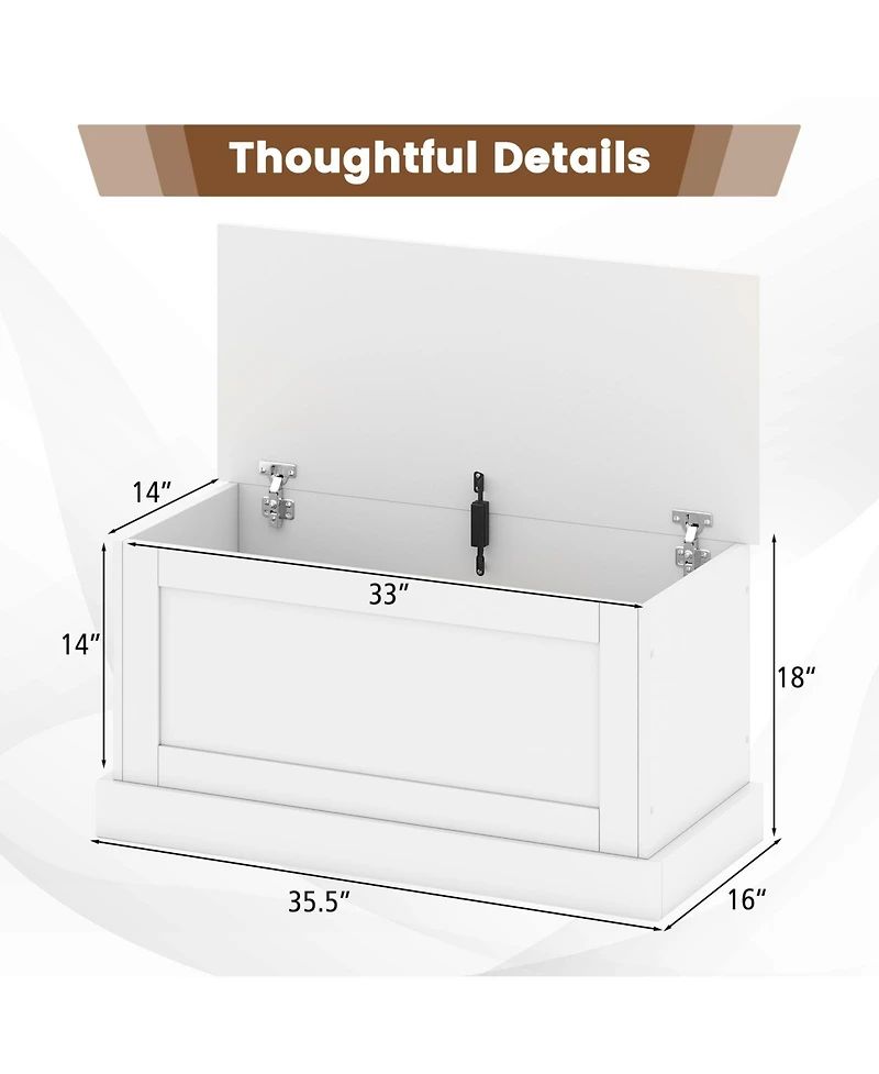 Gouun Large Storage Chest with Safety Metal Hinge and Flat Top Surface