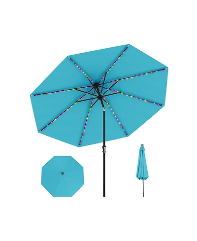 Gouun 10 feet Solar Patio Umbrella with 96 Multi-Colored Flowing Led Lights and Tilt