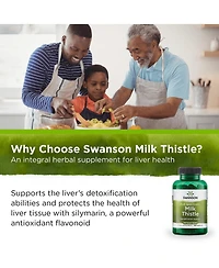 Swanson Milk Thistle Herbal Liver Support Supplement quality Formula Helping to Maintain Overall Health and Wellbeing 100 Capsules