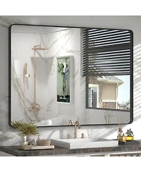 Apmir 32" x 44" High-Strength Tempered Glass and Aluminum Alloy Framed Wall Decor Bathroom Vanity Mirror