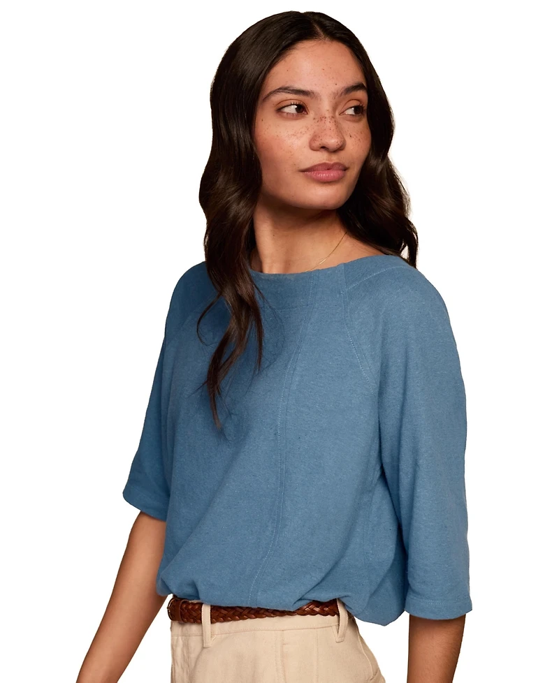 Celtic & Co. Women's and Linen Blend Short Sleeve Swing Top