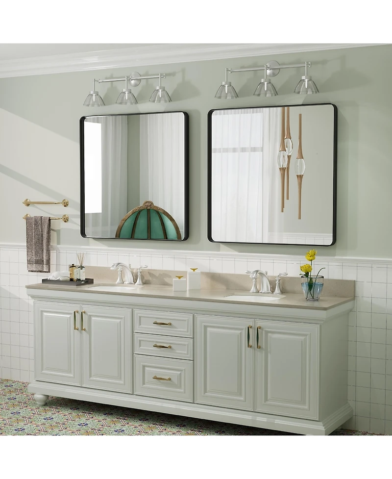 Apmir 30" x 30" High-Strength Tempered Glass and Aluminum Alloy Framed Wall Decor Bathroom Vanity Mirror