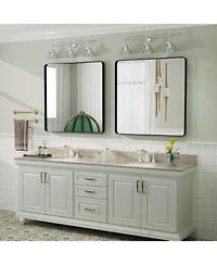 Apmir 30" x 30" High-Strength Tempered Glass and Aluminum Alloy Framed Wall Decor Bathroom Vanity Mirror