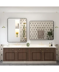 Apmir 32" x 40" High-Strength Tempered Glass and Aluminum Alloy Framed Wall Decor Bathroom Vanity Mirror