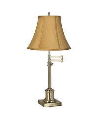 360 Lighting Traditional Swing Arm Desk Table Lamp Adjustable Height 36" Tall Antique Brass Bell Shade for Living Room Bedroom