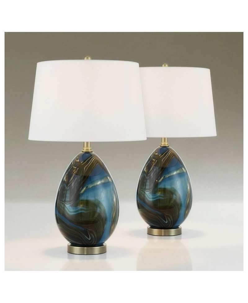 360 Lighting Swirl 22 1/2" High Art Glass Table Lamp Set of 2