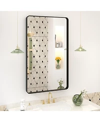 Apmir 24" x 40" High-Strength Tempered Glass and Aluminum Alloy Framed Wall Decor Bathroom Vanity Mirror