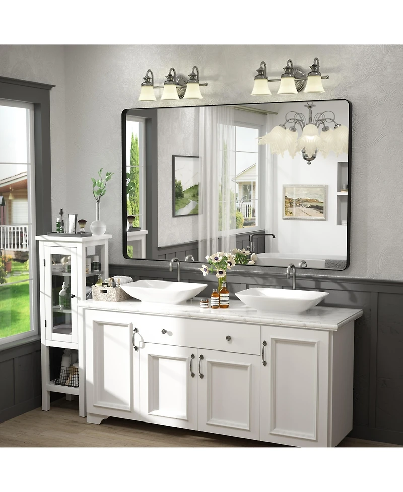 Apmir 55" x 36" High-Strength Tempered Glass and Aluminum Alloy Framed Wall Decor Bathroom Vanity Mirror