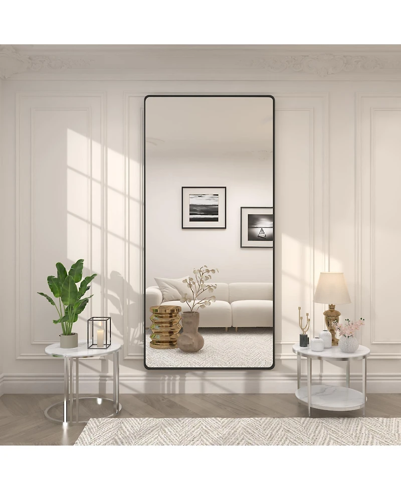 Apmir 72" x 32" High-Strength Tempered Glass and Aluminum Alloy Framed Wall Decor Bathroom Vanity Mirror