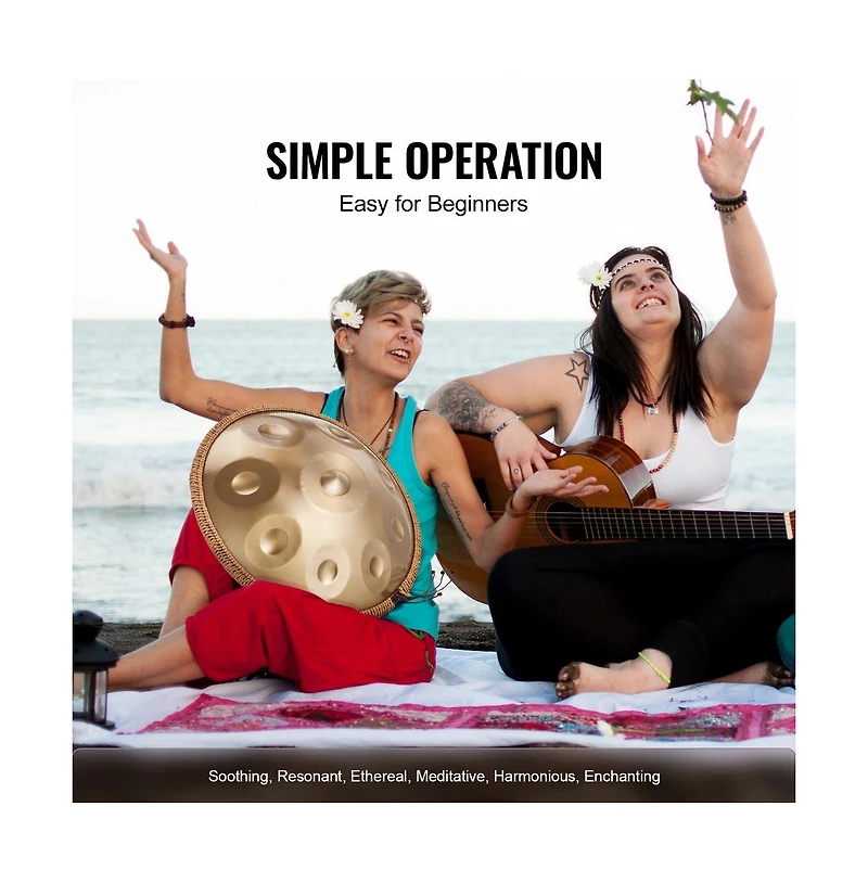 Sugift 22 in 9 Note D Minor Handpan Steel Drum with Mallets Stand and Carry Bag