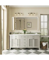 Apmir 60" x 30" High-Strength Tempered Glass and Aluminum Alloy Framed Wall Decor Bathroom Vanity Mirror