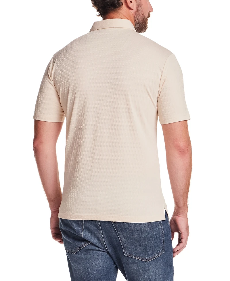 Weatherproof Vintage Men's Diamond Textured Polo Shirt