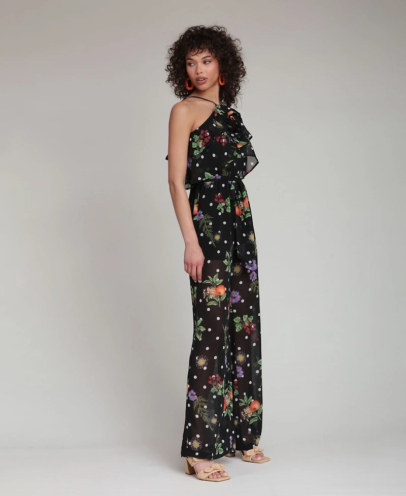 Avec Les Filles Women's Printed Halter Neck Jumpsuit