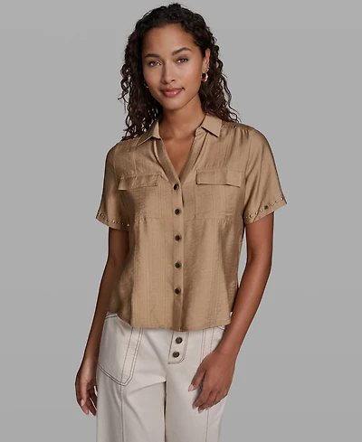 Karl Lagerfeld Paris Petite Short-Sleeve Blouse