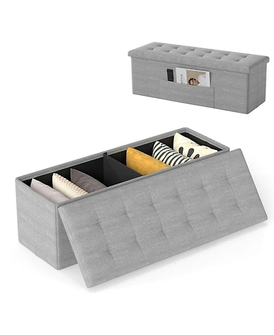 Gouun 43-Inch Folding Storage Ottoman Bench with Padded Seat