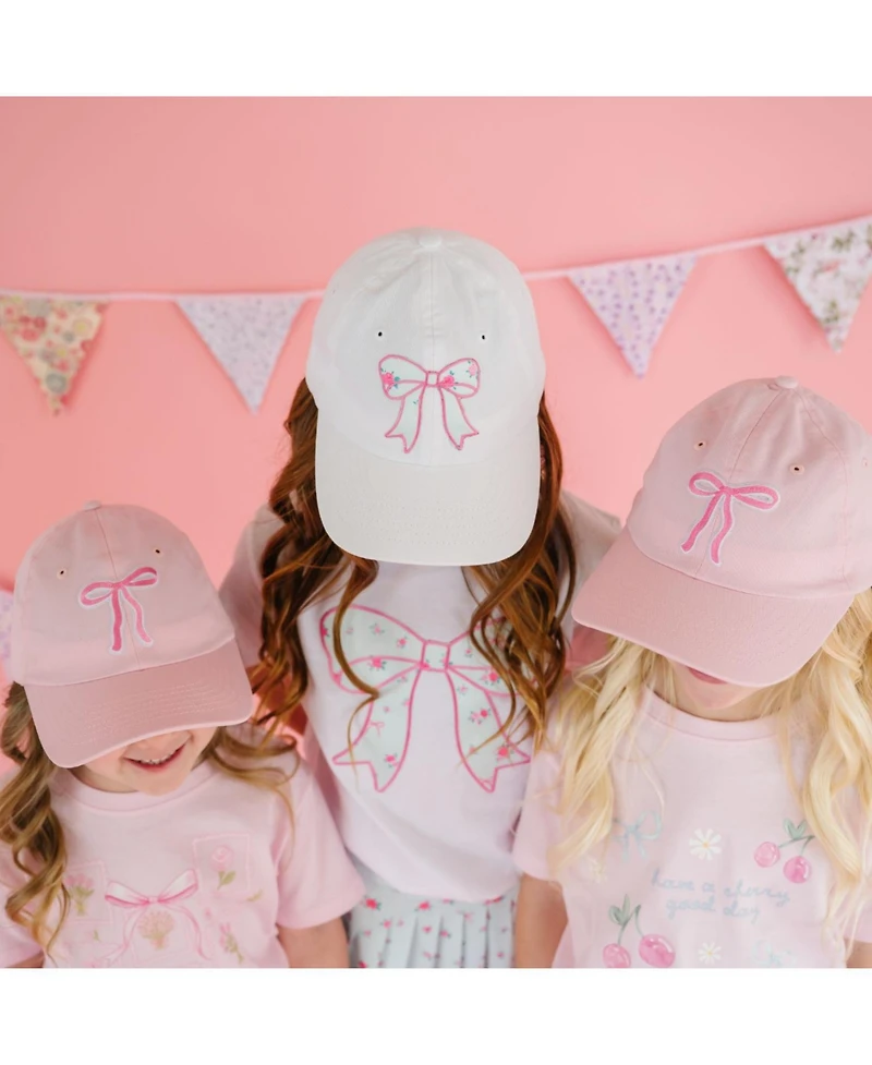 Sweet Wink Girls Sky Blue Floral Bow Patch Baseball Hat