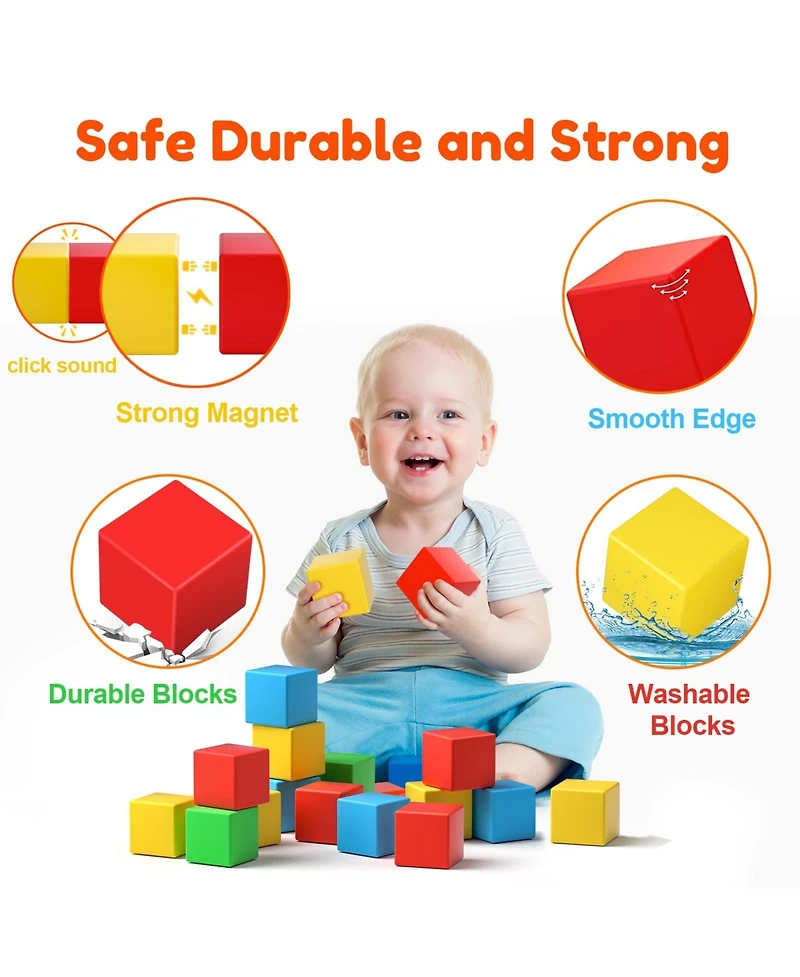 Gnuadz 1.42 Inch 32pieces Magnetic Blocks Building Cubes Kids Learning Toys Gifts