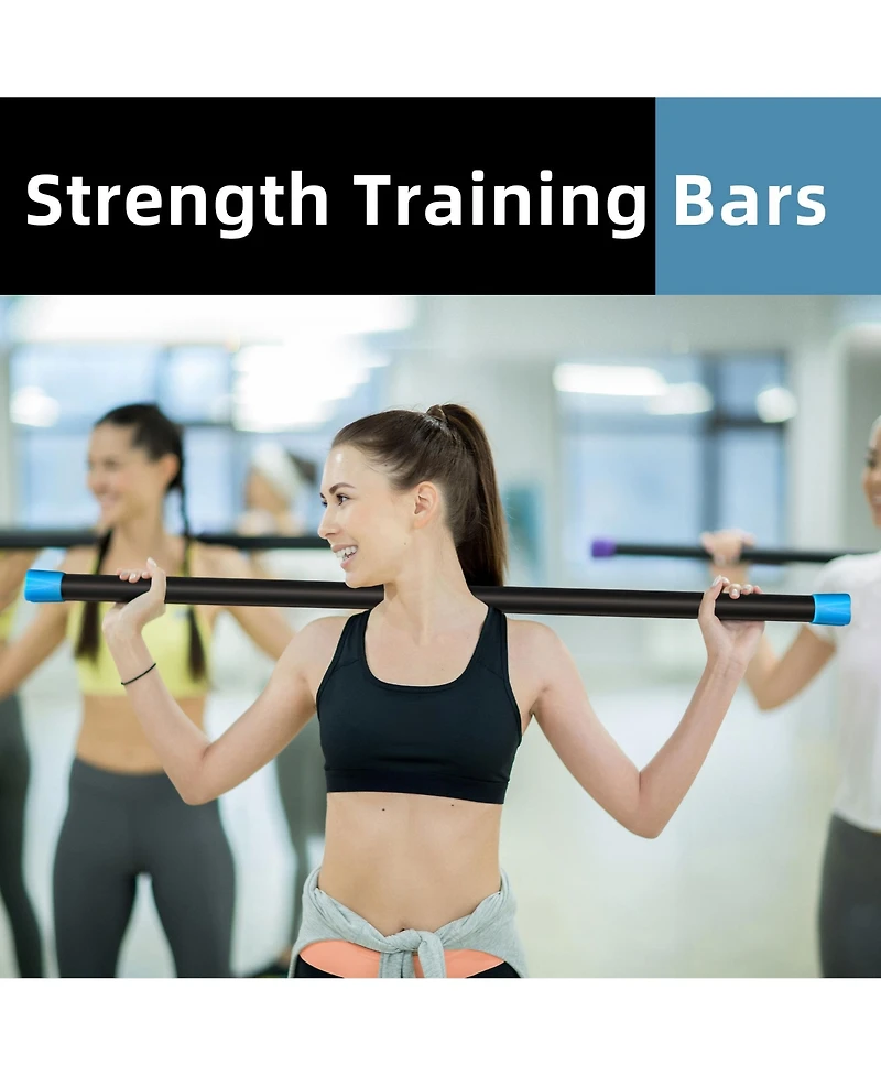 Signature Fitness Total Body Workout & Exercise Weighted Bar Padded Grip, 3 Pack