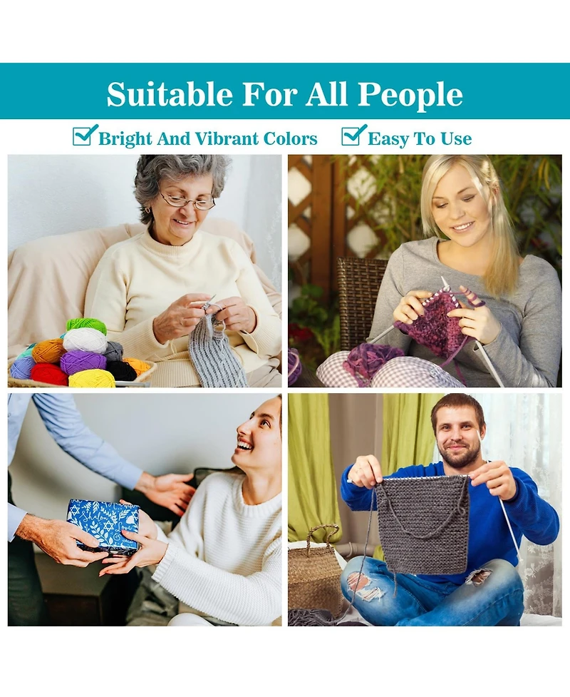 Gnuadz Yarn For Crocheting Soft Knitting Crafts Multicolor Skeins Diy Handicraft Scarves Gift Beginners Adults 15x20g