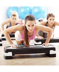 BalanceFrom Fitness Adjustable Workout Aerobic Step Platform Trainer w/Raisers