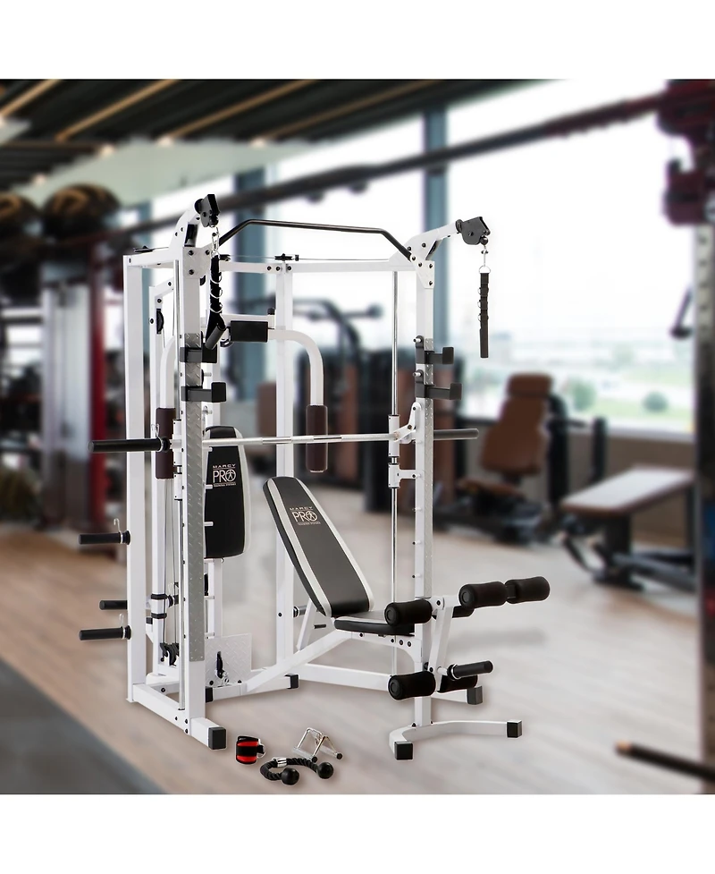 Marcy 5276 Combo Smith Heavy-Duty Total Body Strength Home Gym Machine, White