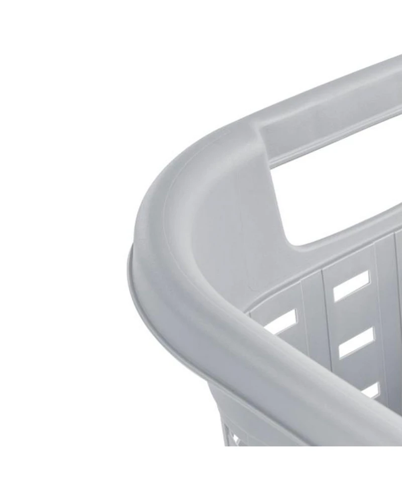 Sterilite Plastic Weave Laundry Hamper Slim Clothes Lidded Basket, Gray, 4-Pack