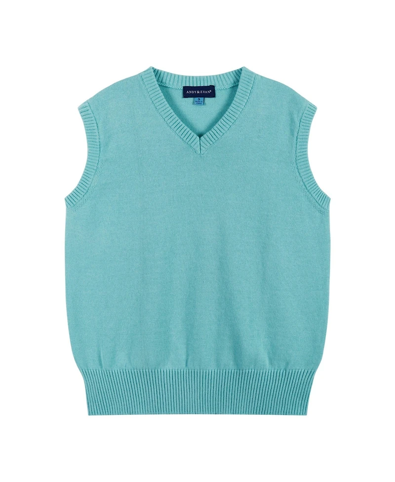 Andy & Evan Toddler Boys and Toddler/Child Aqua Grey Plaid Vest Set