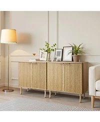 Gouun Mid Century Fluted Coffee Bar Cabinet with 2-Tier Storage, 31.5 x 14.7 x 31.5