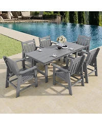 Mega Casa 5-Piece Hdpe Patio Dining Set, Poly Lum Table and Chairs with Umbrella Hole for Outdoor Garden Yard Lawn (Vertical)